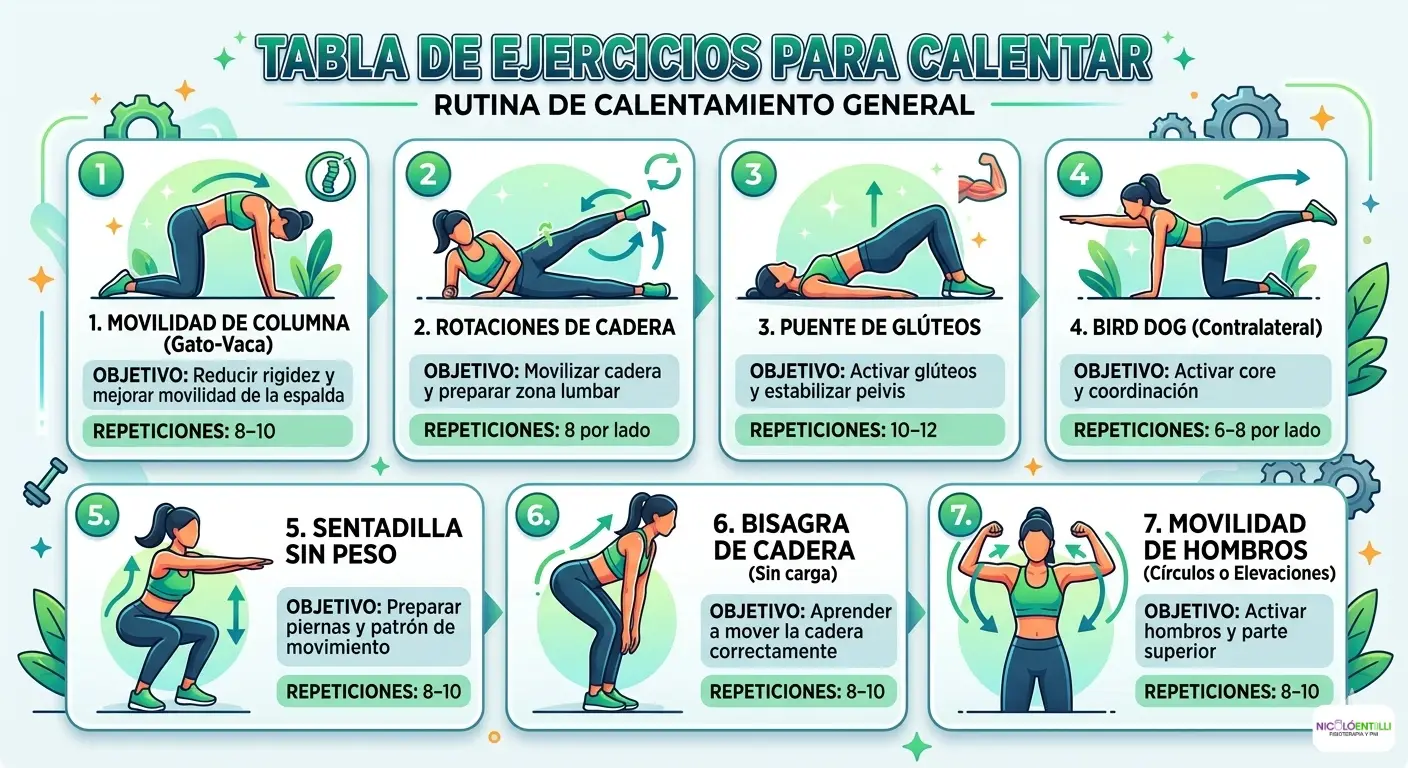 Tabla para calentar antes de entrenar
